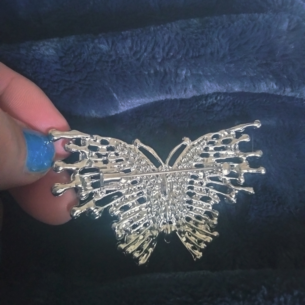 Elegant Silver Butterfly Brooch
